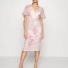 Wal G Wedding Jamie Flare Sleeve Midi - Etui-Jurk - Pink -Wal G bad02a3dd15b4577a2ba73be55d04527
