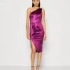 Wal G Niomi One Shoulder Midi - Cocktailjurk - Magenta -Wal G c15691eddcd5418ca6bd9fbe4b8d33a0