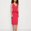 Wal G Sweeny Peplum Midi Dress - Jerseyjurk - Dark Fuchsia -Wal G c968121ce9e84fe68a5a1a76d2e4db2e