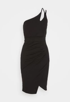 Wal G Valencia Cut Out One Shoulder Midi Dress - Jerseyjurk - Black -Wal G cb2727c5e7a64cb3b246ea9d48b14e36