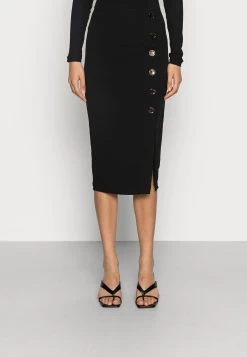 Wal G Tortoise Button Skirt - Kokerrok - Black