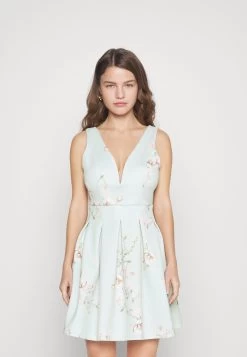 Wedding V Neck Print Skater - Cocktailjurk - Hellgrün
