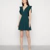 Wal G Lucia V Neck Frill Sleeve Skater Dress - Cocktailjurk - Forest Green -Wal G db582577ffca4492afd08f11568a9b8c
