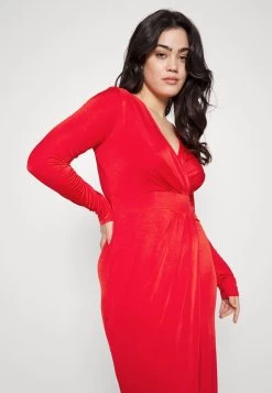 Mag V Neck Midi - Jurk - Red -Wal G dd4d1357c6424162a14e39bface4f0f8
