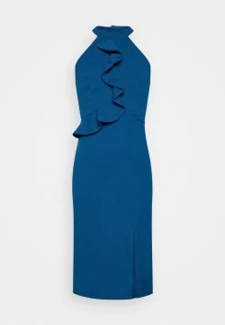 Wal G Sasha Frill Neck Midi Dress - Jerseyjurk - Dark Teal Blue -Wal G df5a7d82b034463b9d064a143fd0d36c
