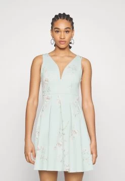 Wal G 15 Wal G Wedding - Lila V Neck Print Skater - Cocktailjurk - Hellgrün, Mehrfarbig