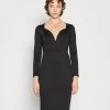 Wal G Zanad V Neck Midi - Jerseyjurk - Black -Wal G e15ce673c1234577ab35c58952f4f9d6