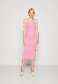 Wal G Dina V Neck Midi - Etui-Jurk - Rose Pink -Wal G e45d7d951eef4c6a9b0b53e4af50f006