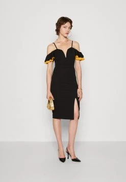 Wal G Simah Frill Midi Dress - Jerseyjurk - Black/Mango 9 Wal G Simah Frill Midi Dress - Jerseyjurk - Black/Mango -Wal G e734625239024bd5adc5748a4a1151f9