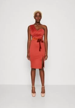 Wal G Tatiana Bow Midi - Cocktailjurk - Terracotta