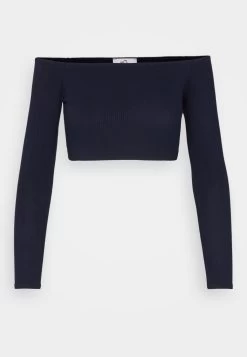 Wal G Hollie Off Shoulder Crop - Longsleeve - Navy -Wal G ea3155239ee34517ac01d24dc0f35c65