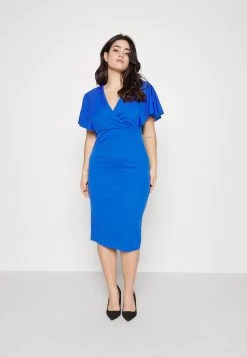 Donn V Neck Midi - Etui-Jurk - Electric Blue