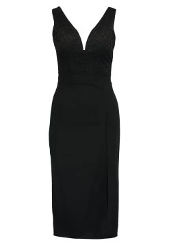 Wal G V Neck Midi Dress - Etui-Jurk - Black -Wal G eaf5108a58c54a04ab29354cd54ab617
