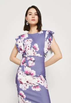 Wal G Diana Ruffle Sleeve Midi Dress - Jerseyjurk - Purple -Wal G eda9729c68a749528fbc047e9539cdaf