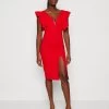 Wal G V Neck Ruffle Sleeve Midi Dress - Jerseyjurk - Red/Fushia -Wal G efa4d2b4828943b19a987657035aac02