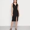 Wal G V Neck Midi Dress - Etui-Jurk - Black -Wal G f099022e7a6a4ecbbb9e45793af89f81