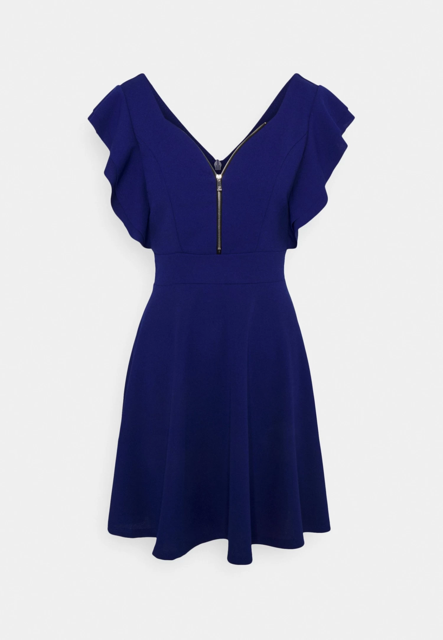 Wal G Danya Ruffle Sleeve Zip Skater Dress - Jerseyjurk - Electric Blue 3 Wal G Danya Ruffle Sleeve Zip Skater Dress - Jerseyjurk - Electric Blue