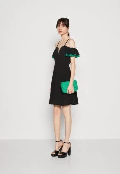 Wal G Lassy Ruffle Mini - Cocktailjurk - Black/Leaf Green -Wal G f731f8250ef24b318d2e6da494b593ec