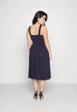 Kandy V Neck Midi - Jurk - Navy Blue -Wal G f7c8e65ffc274288901436bc81c55a79