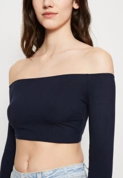 Wal G Hollie Off Shoulder Crop - Longsleeve - Navy -Wal G fad3961ba67744cc92784dbce86825d3