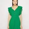 Wal G Danya Ruffle Sleeve Zip Skater Dress - Jerseyjurk - Leaf Green -Wal G fb15b238043643fdac235c55d2b3a6ad