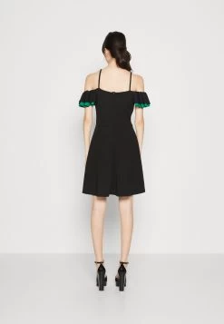 Wal G Lassy Ruffle Mini - Cocktailjurk - Black/Leaf Green -Wal G fb544cdd65ab4de6aa0e1466cf8e76b6