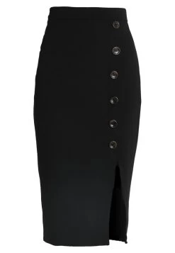 Wal G Tortoise Button Skirt - Kokerrok - Black -Wal G ff0f9af75ebd4684aad21abbc705736b